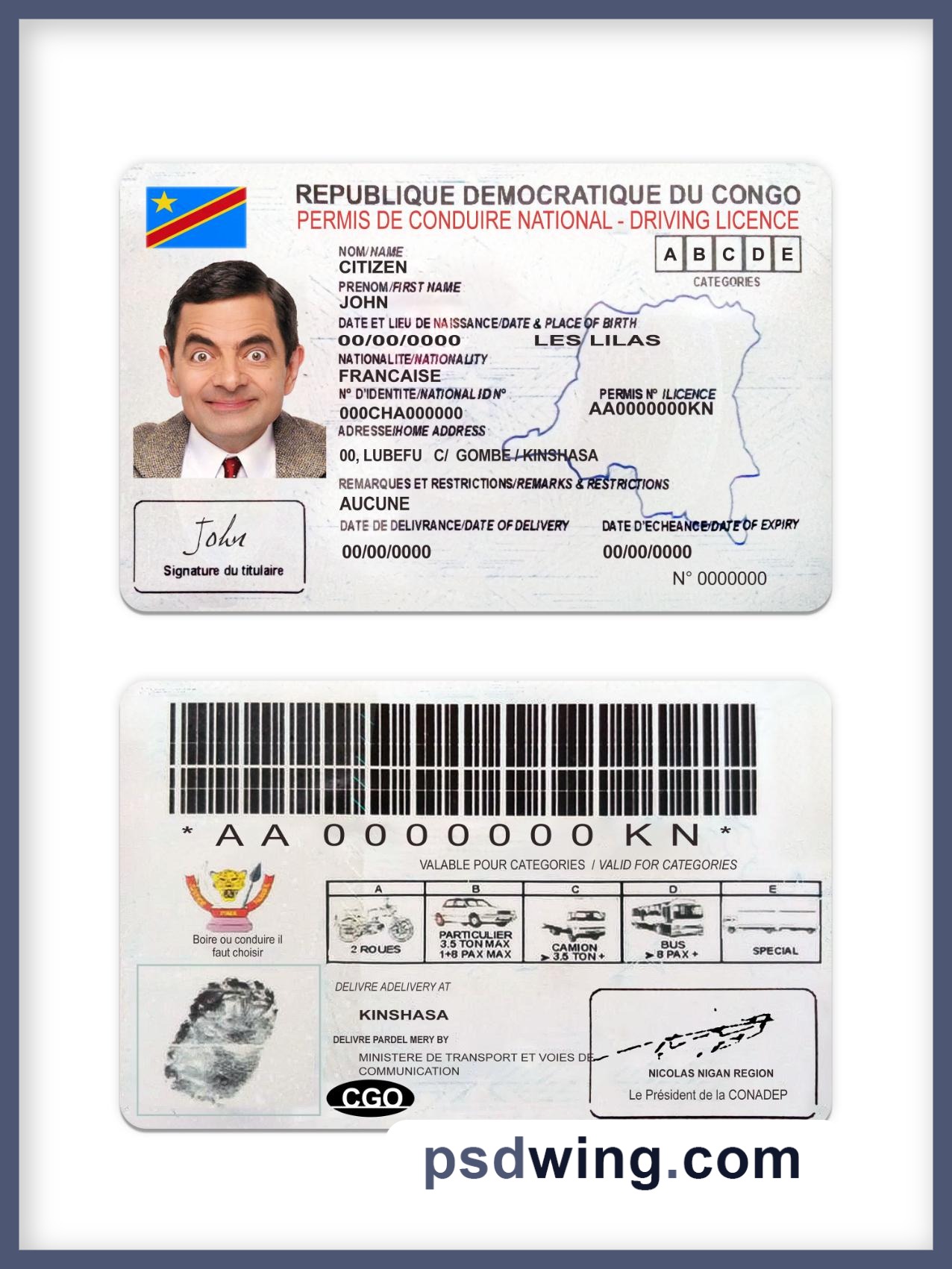 Congo National Driving License